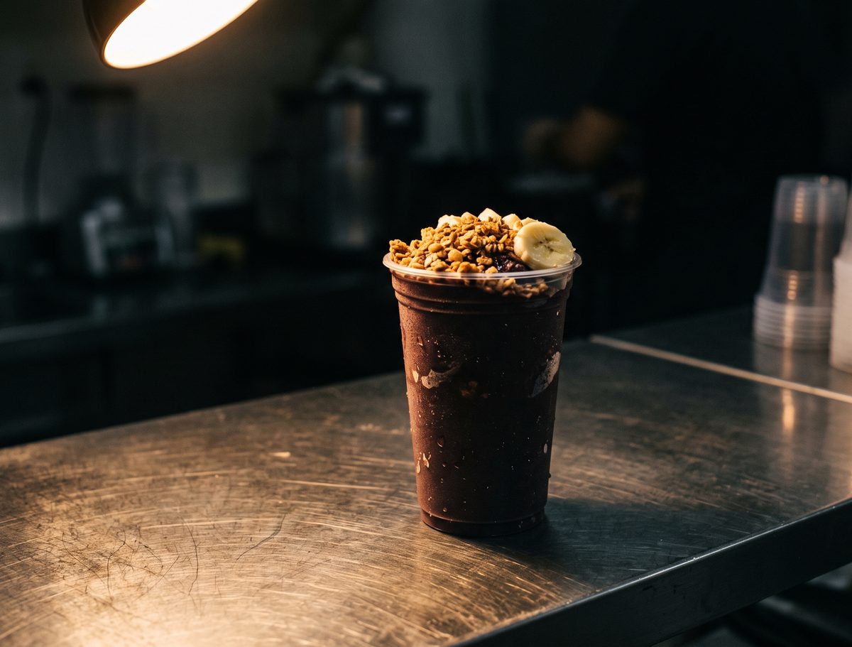 Copo de açaí de 500 ml com granola e banana